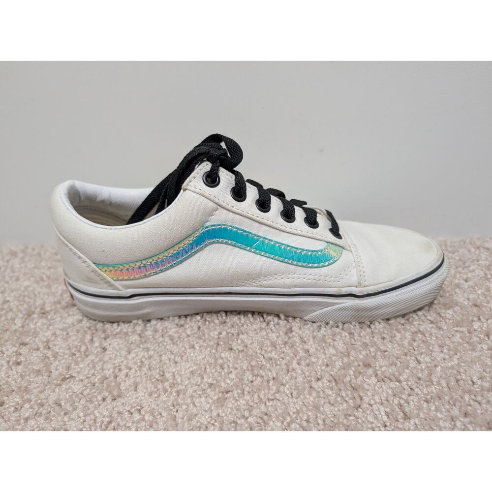 VANS IRRIDESCENT Reflective BLUE & WHITE Old Skool size 7.5 women's, 6 men's